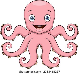 Cute octopus on white background