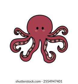 cute octopus On white background