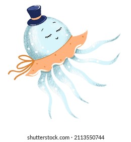 Cute octopus on white  isolated background
