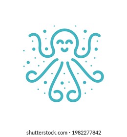 cute octopus outline line art logo design