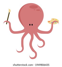 Cute Octopus Painting Stationary Logo