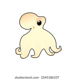 cute octopus with pale color and black outline