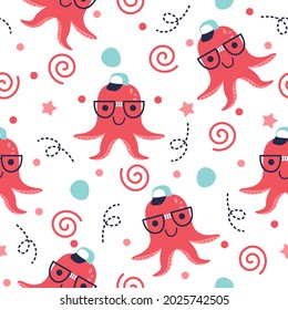 Cute octopus pattern illustration design