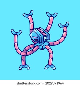 cute octopus robot computer illustration