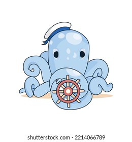 cute octopus sailor cartoon illustration