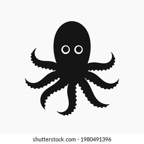 Cute octopus, sea life icon. Vector illustration.