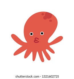 Cute octopus with silly face, pout lips octopus, cartoon Vector Illustration