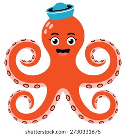 Cute octopus surrounded by floating pink hearts