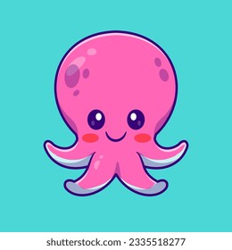 Ilustración del icono del vector de dibujos animados de pulpo suave. Concepto de icono de la naturaleza animal Vector Premium aislado. Estilo de dibujo plano