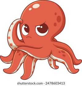 Cute octopus thinking vector illustration