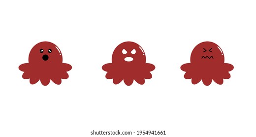 cute octopus with three different expressions