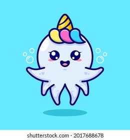 Cute octopus unicorn cartoon design