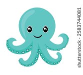 Cute octopus. Vector clipart illustration on isolated background.