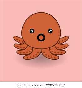cute octopus vector design illustration line art