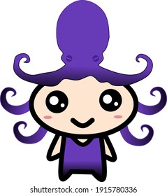 cute octopus vector design on white background