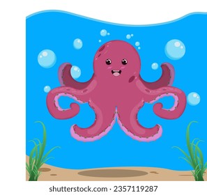 cute octopus vector design in the sea