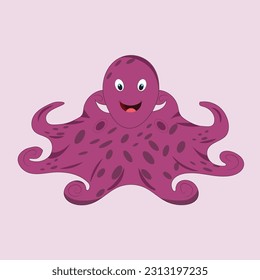 Cute Octopus Vector flat illustration