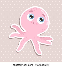 Cute octopus vector illustration.