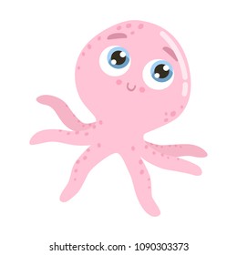 Cute octopus vector illustration.