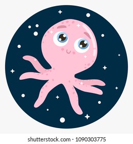 Cute octopus vector illustration.
