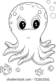 Cute Octopus Vector Illustration Art
