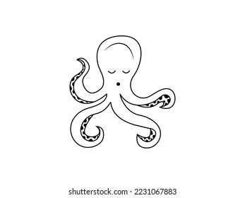 Ilustración del vector de pulpo de corte. Dibujo de líneas de pulpo para bebés. Usar para plantilla de camisetas, diseño de niños, ropa de moda. Eps 10