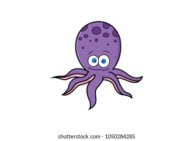 Cute octopus. Vector Illustration. Isolated on white background.