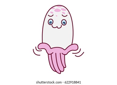 Cute Octopus. Vector Illustration. Isolated on white background.