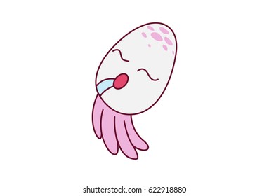 Cute Octopus. Vector Illustration. Isolated on white background.