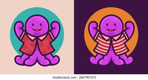 Cute Octopus Vector Mascot wearing Shirt