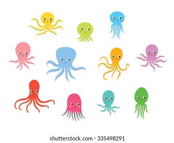 cute octopus vector set