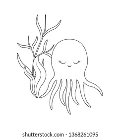 cute octopuses with seaweed
