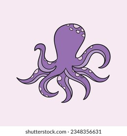 Cute octupus purple icon background. EPS 10 vector illustration