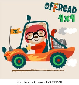 Cute off road vehicle with a typography