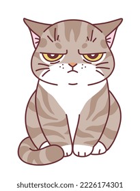 Ilustración vectorial mínima de gato ofendido. Serie de gatos de dibujos animados Doodle.