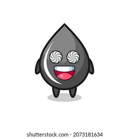 cute oil drop character with hypnotized eyes , cute style design for t shirt, sticker, logo element