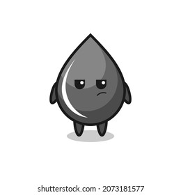 personaje adorable de caída de aceite con expresión sospechosa, diseño de estilo lindo para camiseta, pegatina, elemento logo