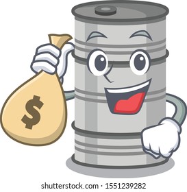 Cute oil drum character smiley with money bag