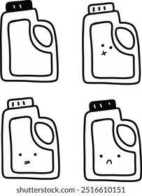 Cute Oil Packaging Vectors | Various Expressions | Minimalist Design | 4 Vectors