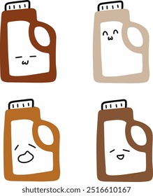 Cute Oil Packaging Vectors | Various Expressions | Minimalist Design | 4 Vectors