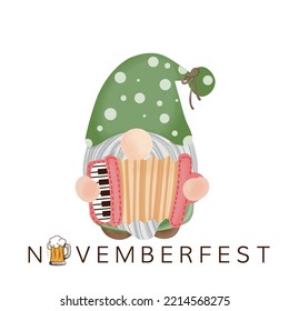 Cute oktoberfest gnomes traditional german beer festival vector template for banner poster flyer