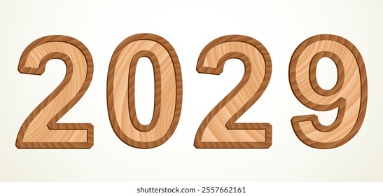 Cute old brown carpent kid toy bold numeral word mark form date antique decor concept. White abstract ancient child calendar merry xmas eve logo. Greet card delivery idea modern happy art style design