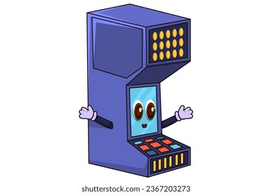 Cute Old Cellphone Character Design Illustration