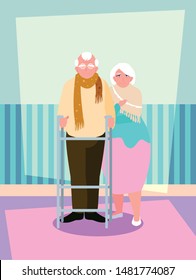cute old couple avatar character
