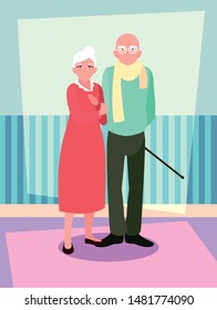cute old couple avatar character