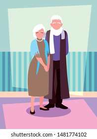 cute old couple avatar character