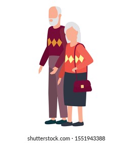 cute old couple comic characters vector illustration design