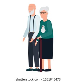 cute old couple comic characters vector illustration design