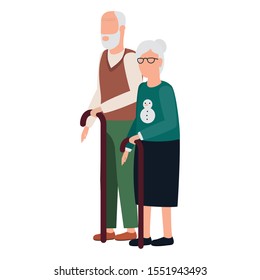 cute old couple comic characters vector illustration design