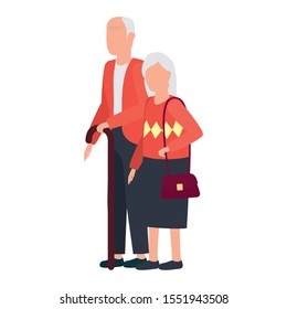 cute old couple comic characters vector illustration design